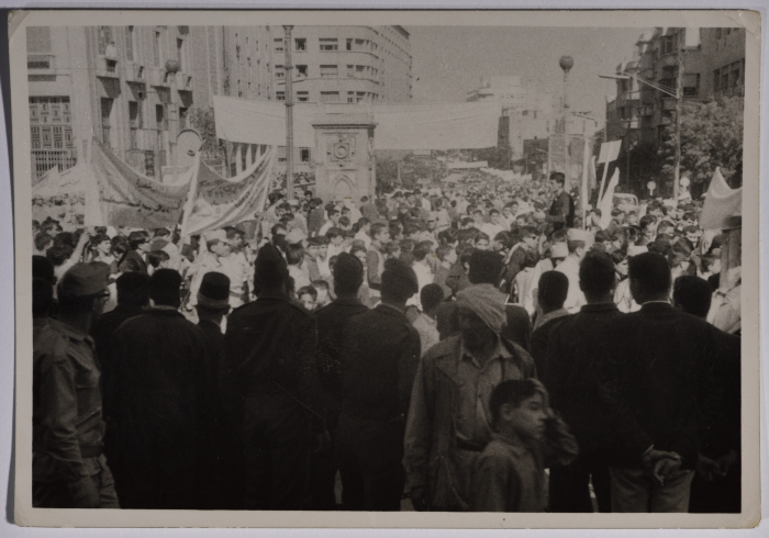 A part of a crowd rallying in a demonstration against The Central Treaty Organization (CENTO) or Baghdad Pact