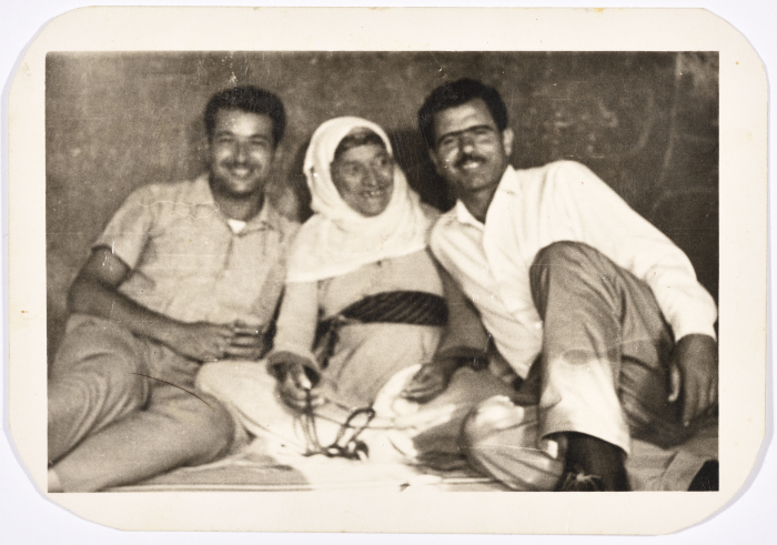 Rajih al Salfeety with his aunt, and her son