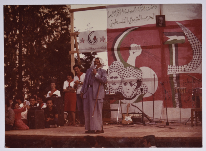 Rajih al Salfeety in the first anniversary ceremony for restablishing the Communist Party