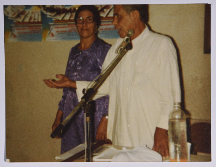 Rajih al Salfeety during a pro-Intifada conference in Acre