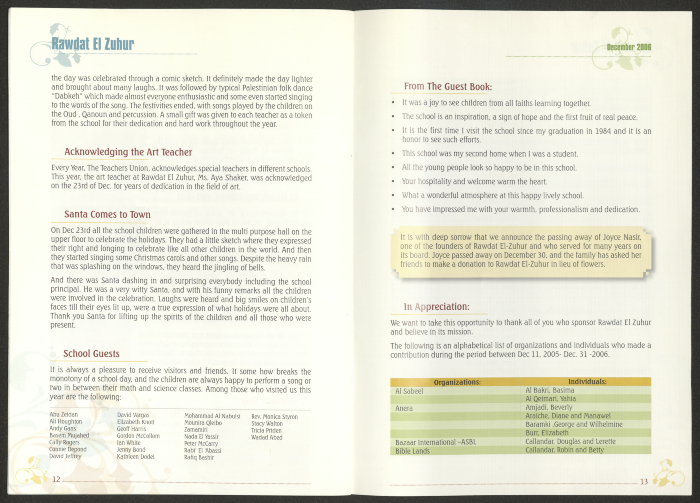 A Press Release on Rawdat El-Zuhur (The House of Flowers)