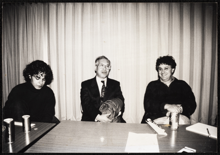 A Photograph of Kamilya Jubran, a Member of Sabreen Group, with Others in Japan, 1992
