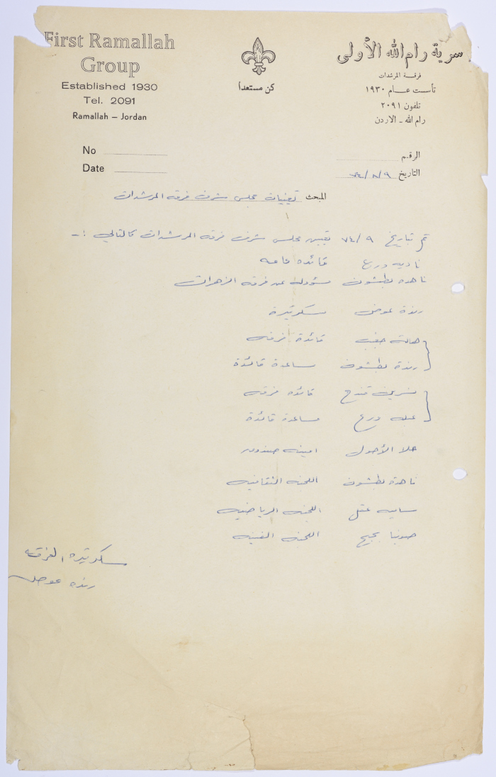 A Document of Appointments at the Female Guides