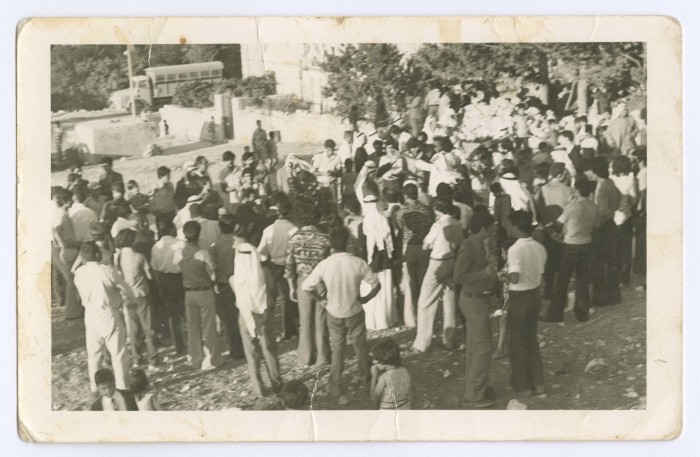 The participants in the "Zaffa" of the groom Ghazi Abu Al-Suod, Rifidia, 1972