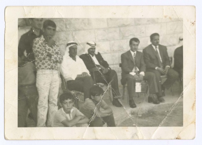 The groom, Ghazi Abu Al-Suod, and his relatives on his wedding day, Rifidia, 1972