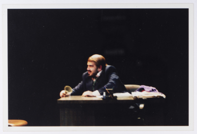 A Photograph of Amer Hlehel during the Theatrical Performance of "A Day of Our Time"