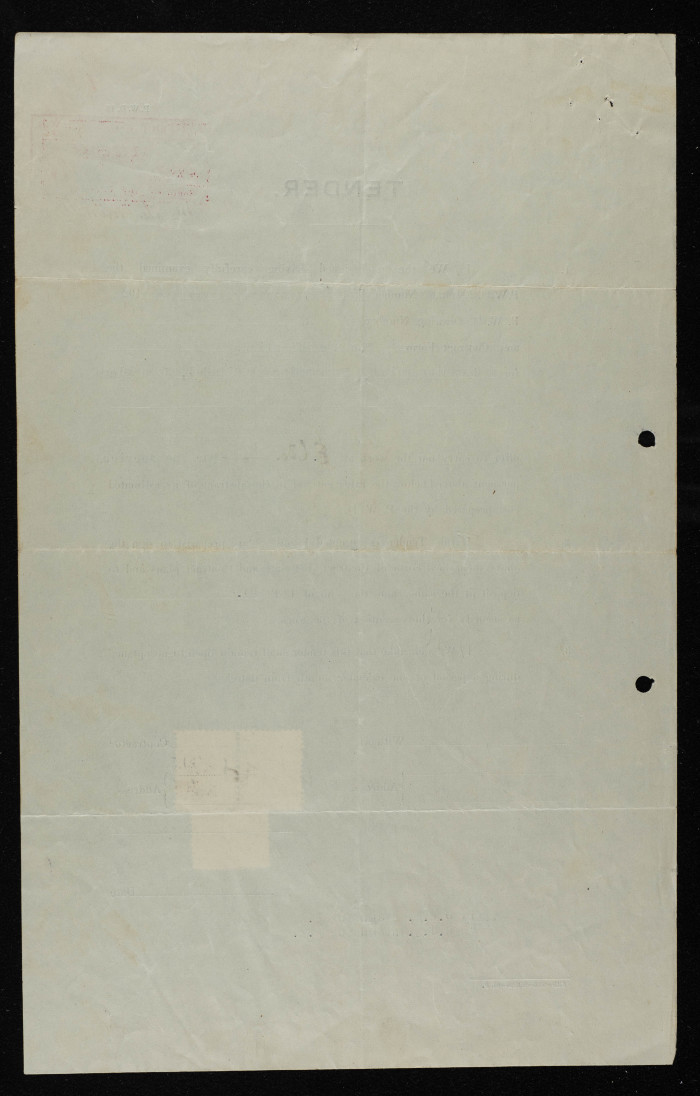 عطاء هندسي لأعمال حفريات وإزالة بقايا بناء في منطقة القلعة في مدينة القدس أصدرته سلطة الانتداب البريطاني على فلسطين