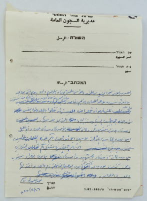رسالة من عمر القاسم إلى صديقه يعقوب، سجن الرملة، 16 آذار 1988