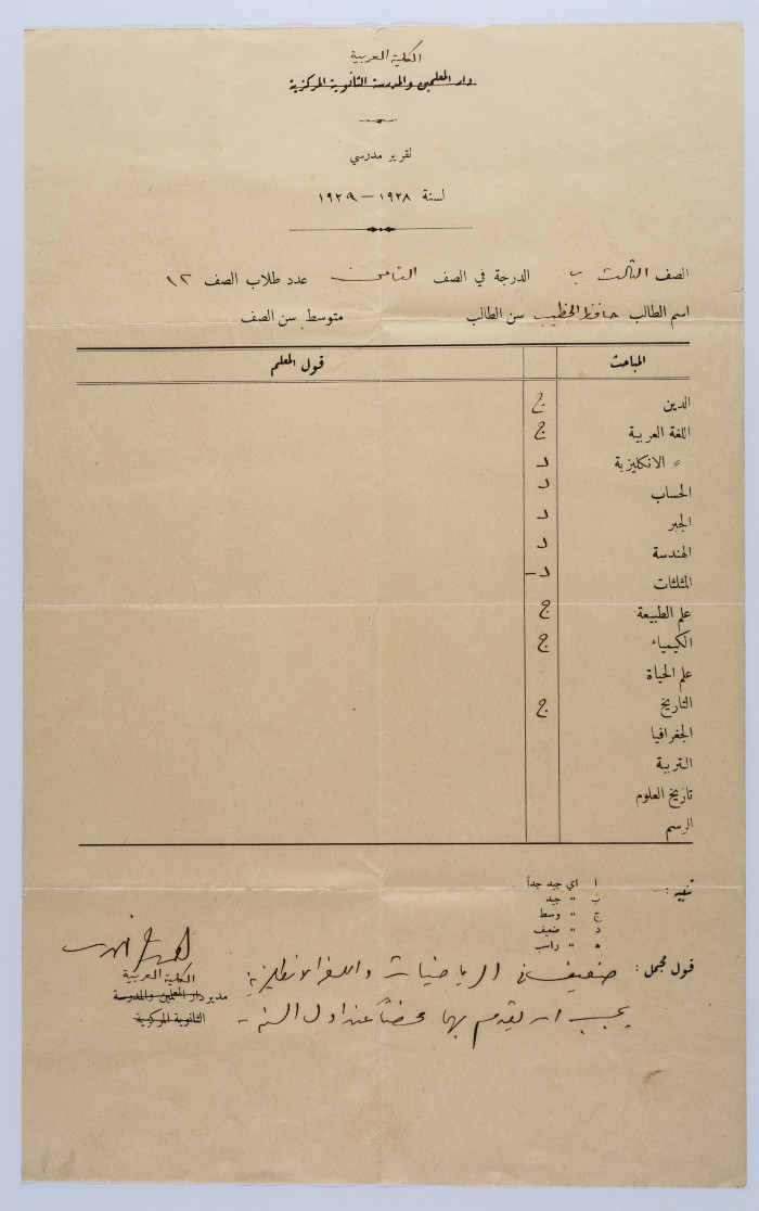 A Certificate Issued by the Arab College for Hafeẓ al-Khatib