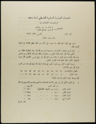 Secondary Mathematics Examination, 1931 