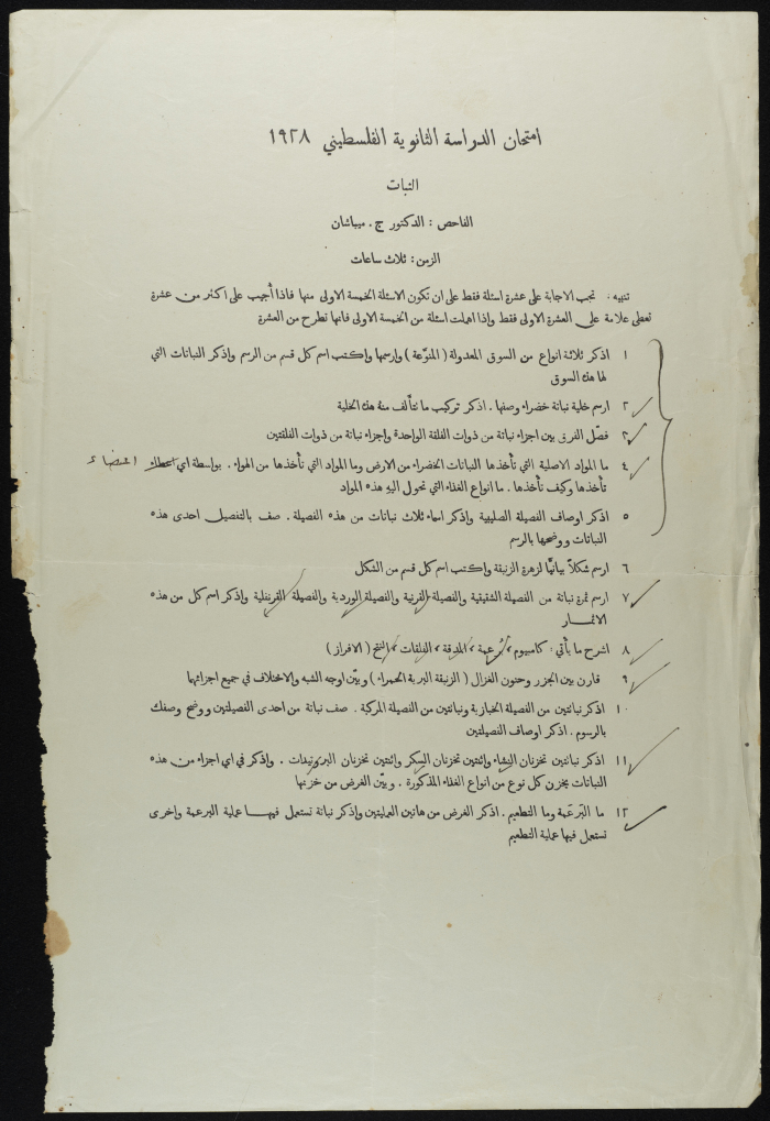 Secondary Botany Examination, 1928