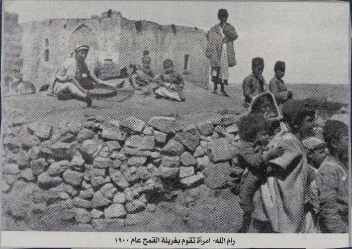 Women Sieving Wheat in Ramallah, 1900
