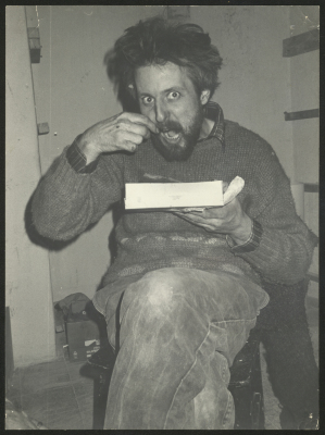 A Photograph of François abu Salem Eating, 1983