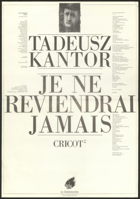 "I Shall Never Return", a Theatre Poster Published by La Salamandre Theatre, 1988