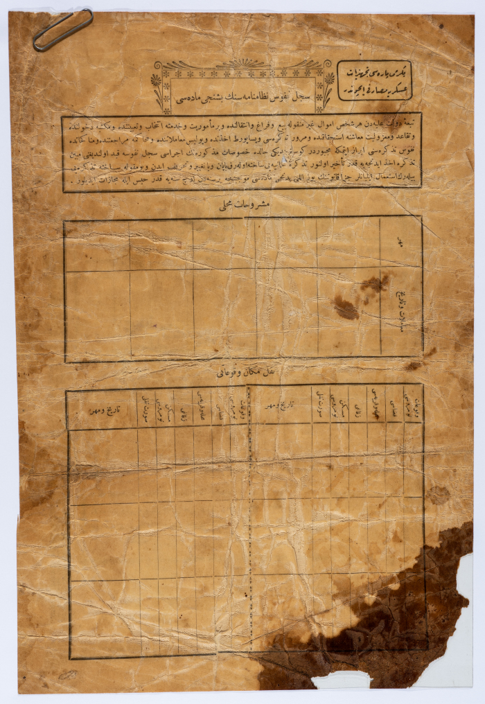 Sureyeh Yasin Hiwwary's Ottoman Birth Certificate Issued by the Nablus Civil Status and Registration Office on 9 June 1905