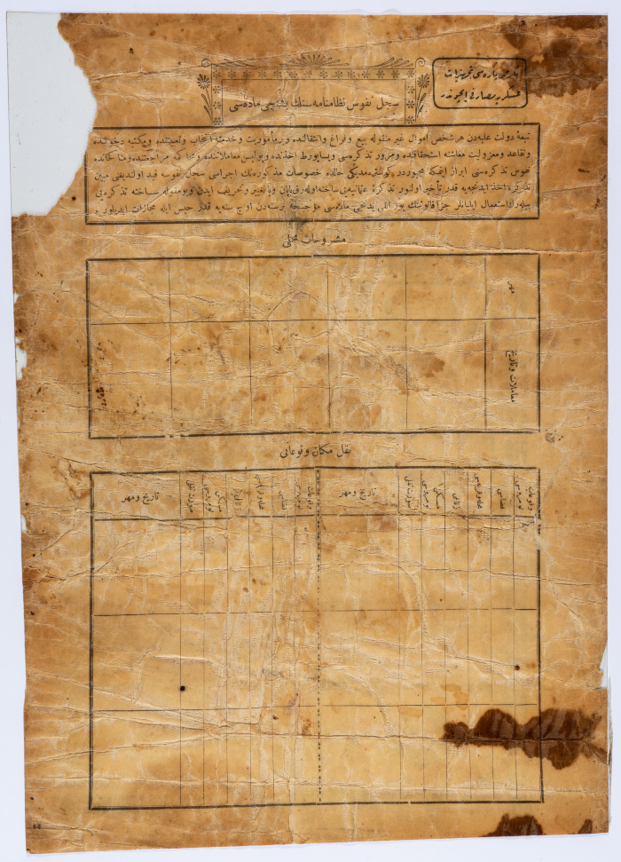 Fatima Ali Hiwwary's Ottoman Birth Certificate Issued by the Nablus Civil Status and Registration Office on 9 June 1905