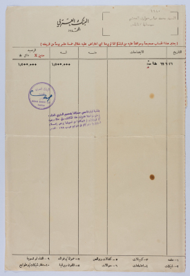 A Balance Sheet from the Arab Bank 