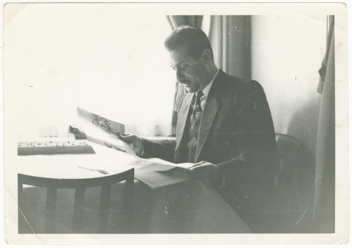 A Palestinian student reading the newspaper in Brittan