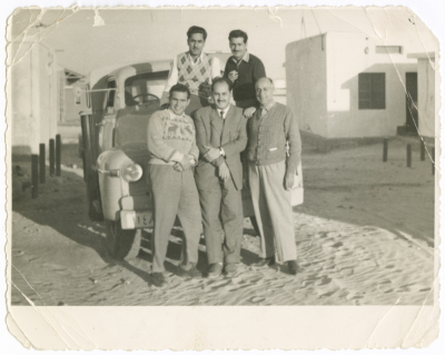 A Photograph of Kanʿan Khury with Friends in Qatar, 1954
