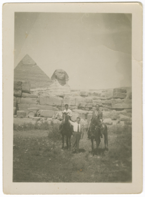A Photograph of Kanʿan Khury with Friends by the Great Sphinx of Giza, April 1947

