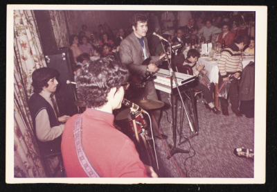 A Photograph of Emile Ashrawi Performing with a Palestinian-Greek Band, 1970s