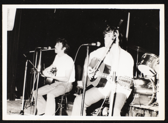 A Photograph of Emile and Samir Ashrawi at a show for Al-Bara'em (The Blooms)