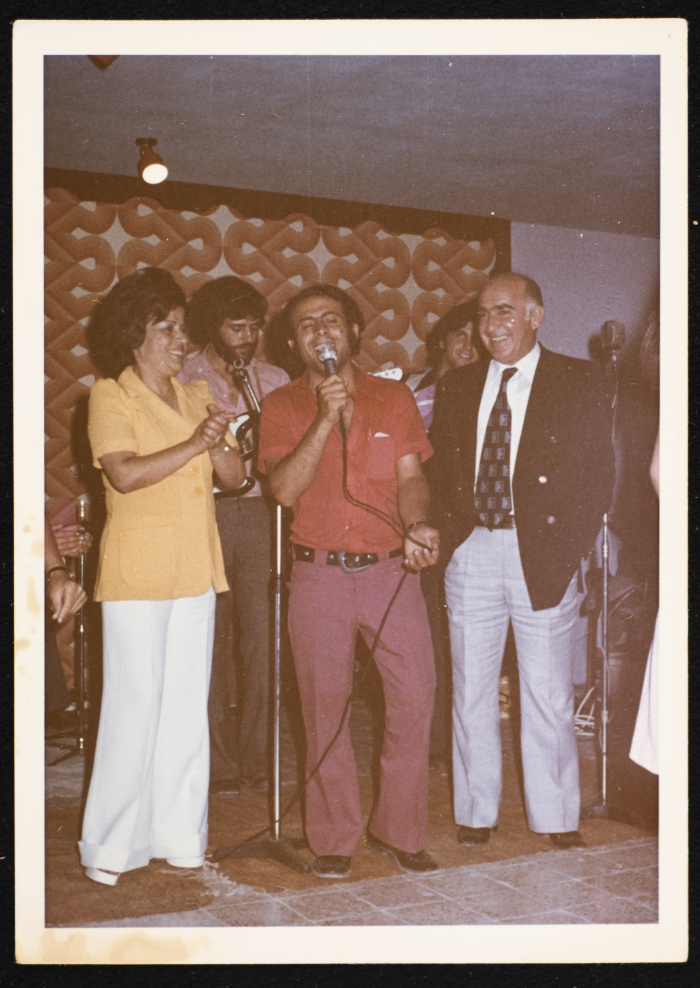 A Photograph of Muṣtafa al-Kurd Singing with Al-Bara'em (The blooms), 1973
