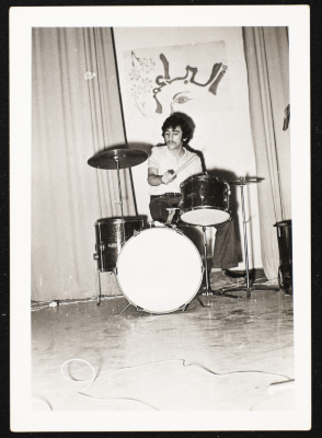 A Photograph of Emile Ashrawi at a show of Al-Bara