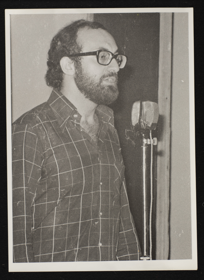 A Photograph of Hagop Koplinian Singing at One of Al-Bara'em's Shows, 1975-76