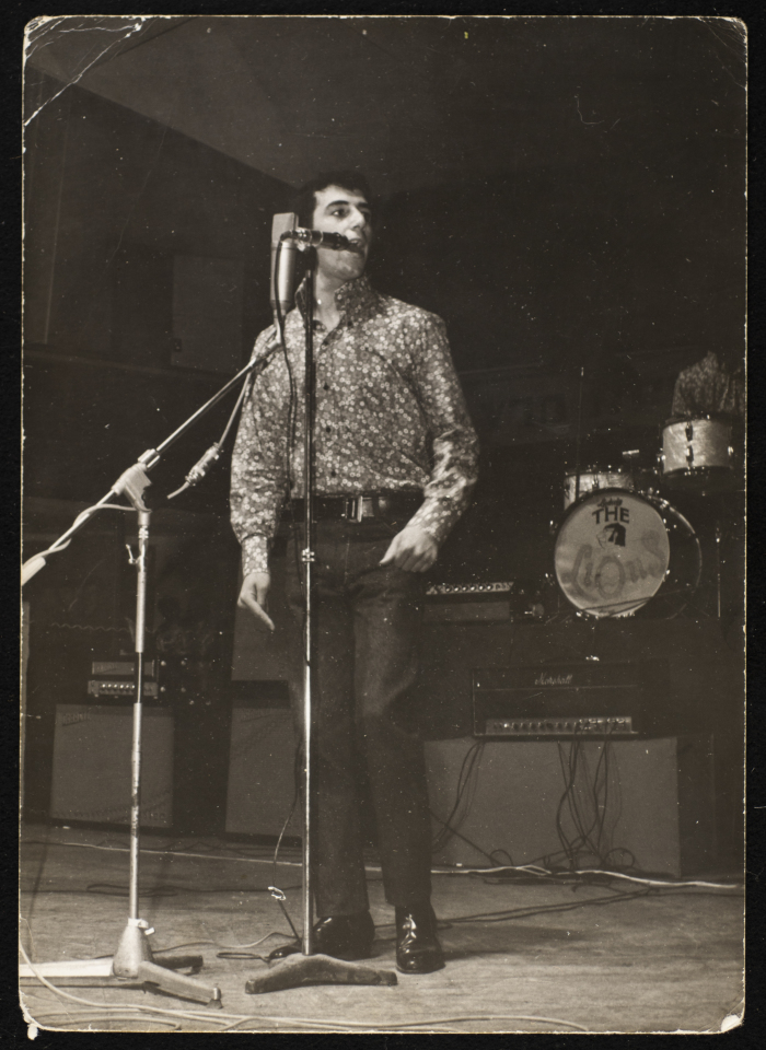 A Photograph of Ibrahim Ashrawy Singing at One of Al-Bara'em's Shows in Jerusalem, 1968