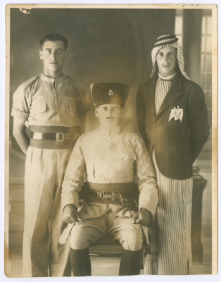 Othman Ismir with two Other soldiers, Zarqa, 15 July 1935