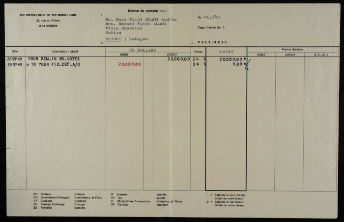 كشف حساب موسى العلمي عام 1969