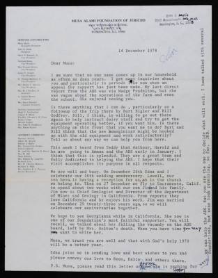 A Letter from Musa al-Alamy to Friends, December 1978