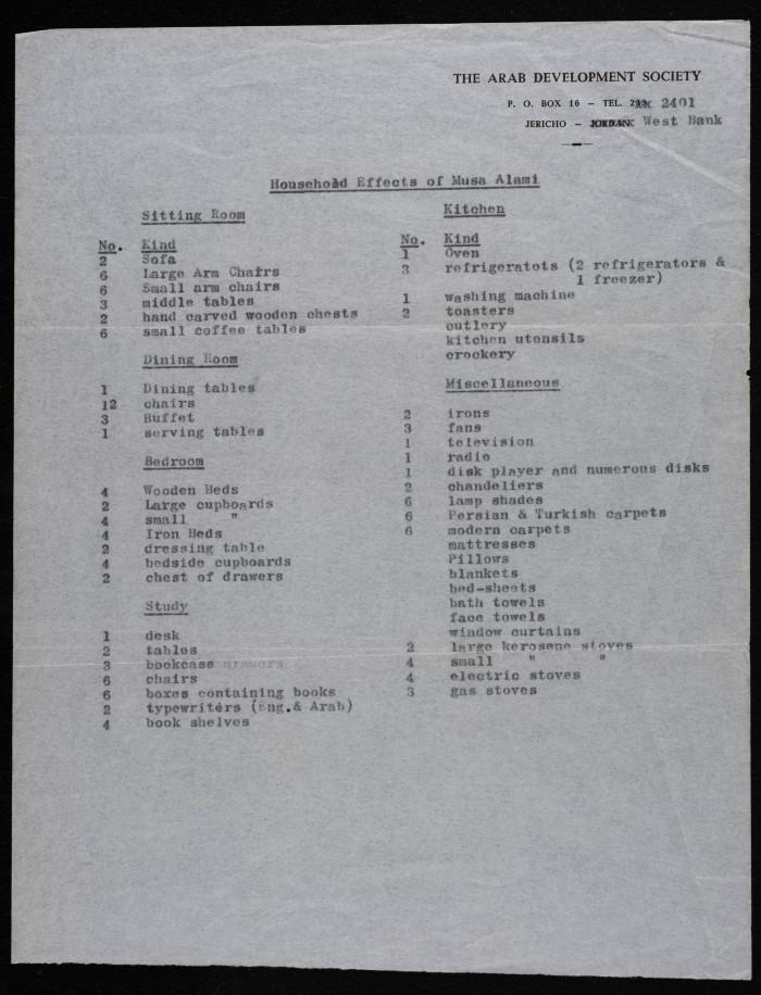 Household Effects of Musa al-ʿalamy