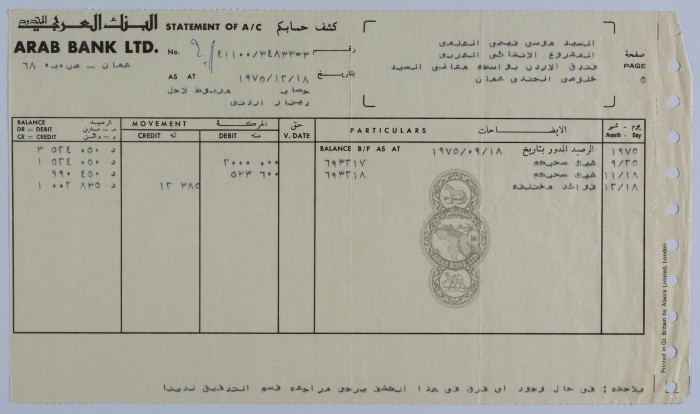  Musa al-ʿalamy's Bank Statement