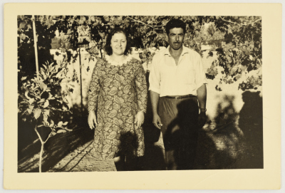 Fatima al-Shalabi and Her Relative in a Garden, the 1960s 