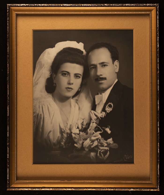 Salwa Hallaq and Sumʿan ʿashrawi on their Wedding Day 