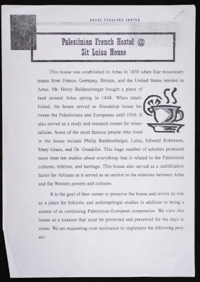 The Palestinian French Hostel, Sit Luisa House