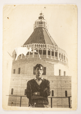 Musa Sanad in Front of the Church of the Annunciation, Nazareth 
