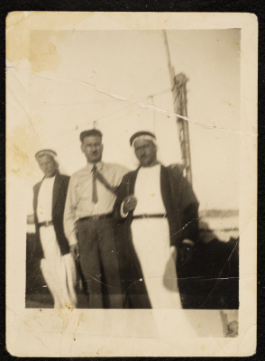 Hajj Saʿid Ibrahim ʿayesh and his Son Muhammad from Artas with Lawyer Yahya Hammudeh