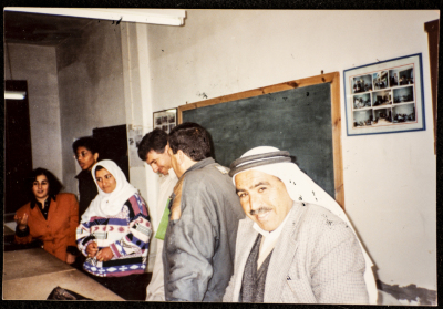 Musa abu-Ṣowy in a Meeting in the Sewing Training Centre in Artas