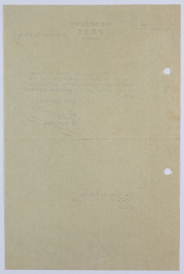 "Publication Prohibited", a Letter from The Jerusalem Post Newspaper to Elyas Kusa, 1946