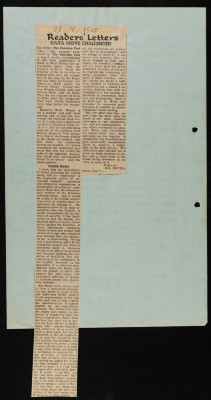 "Readers Letters: Haifa Move Challenged", a Paper Clipping, The Jerusalem Post, 1948