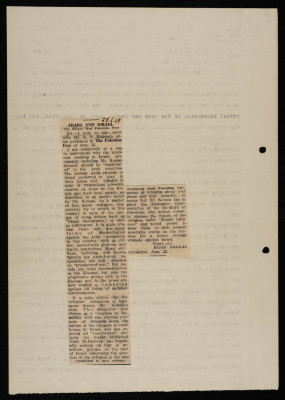 "Arabs and Israel", a Newspaper Clipping from the Jerusalem Post, June 1949