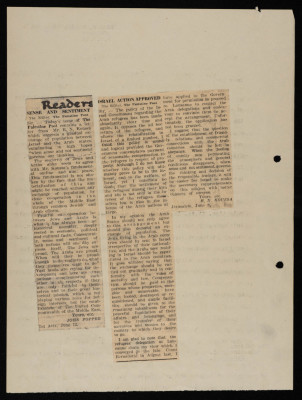"Exchange of Population", Newspaper Clippings from the Jerusalem Post, June 1949
