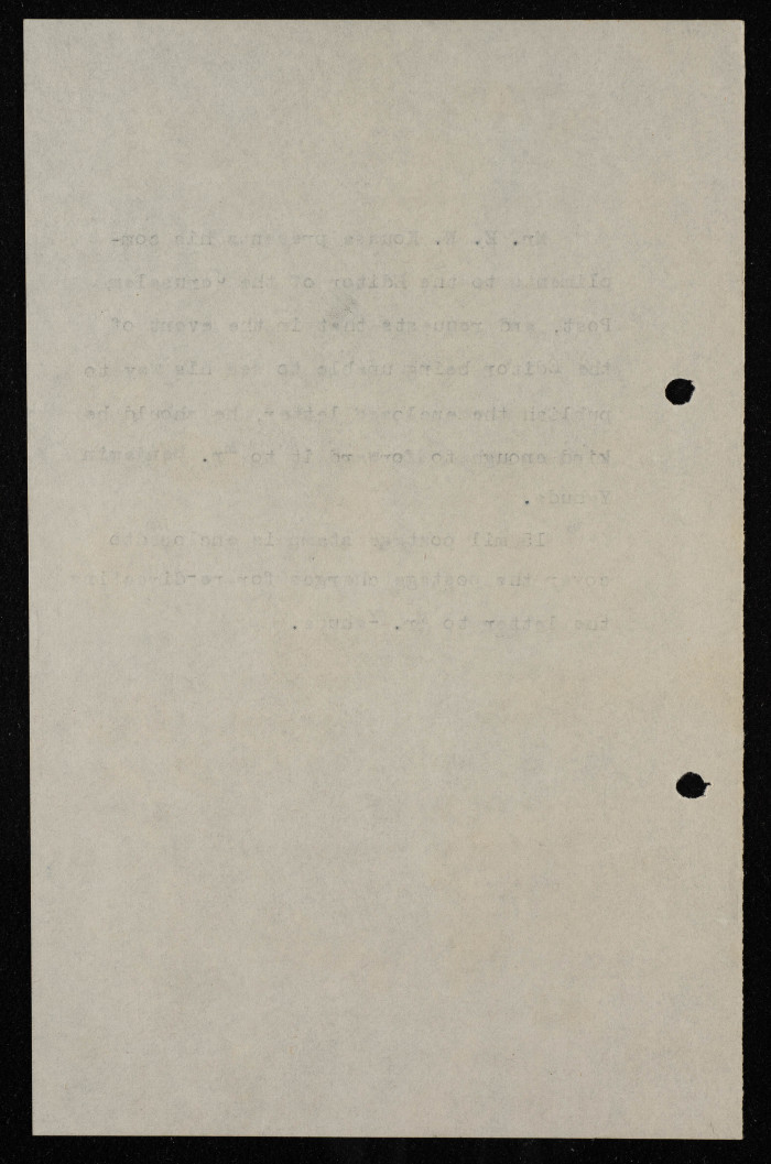 A letter by Elyas Kusa to the Editor of the Jerusalem Post, 1950-1960
