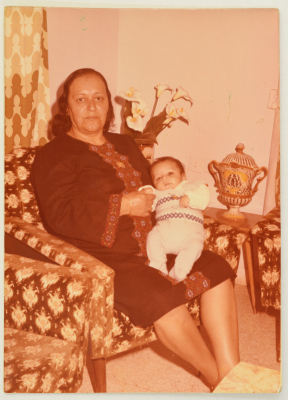 Fatima al-Shalabi with an Infant, Jerusalem, the 1980s