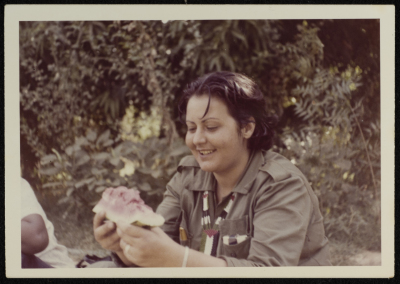 Samya Bamya at a Military Training with Fateh in Beirut 