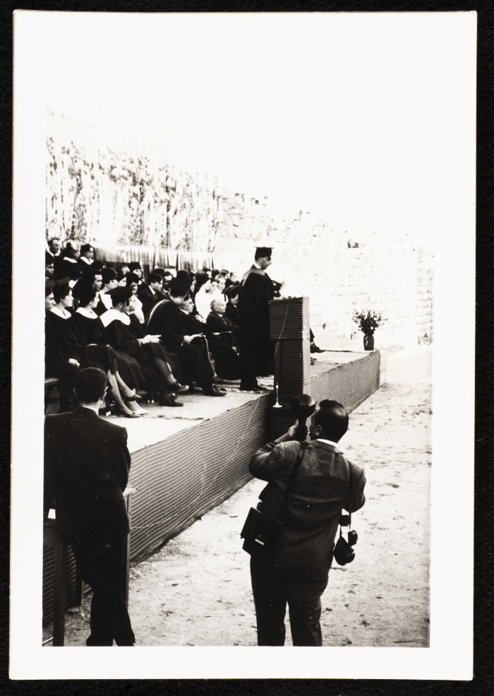 Dhuqan al-Hindawi Delivers a Speech at a Graduation Ceremony in Birzeit College