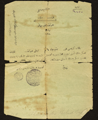 An Ottoman Document from the Abdul-Qader Irshaid Collection